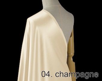 silk wool satin fabric pure solid fabric 55&quot; width NO.04 champagne color for evening dress, shirts, pants, wedding dress, sell by the yard