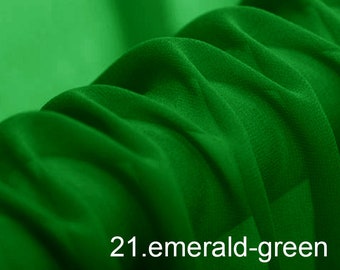 silk georgette pure solid fabric 55&quot; width NO.21 emerald-green sell by the yard for dress, scarf, DIY hand made