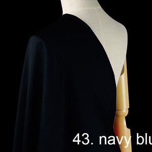 35mm silk wool twill fabric pure solid fabric 55&quot; width NO.43 navy blue color for evening dress, wedding dress, sell by the yard