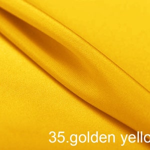 silk crepe de chine satin back pure solid fabric 45&quot; width NO.35 golden yellow color sell by the yard for dress, shirts, pants