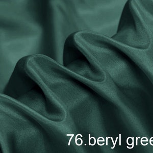 Beryl green silk habotai fabric solid color 45&quot; width by the yard for lining,scarf, DIY hand made many colors no.76