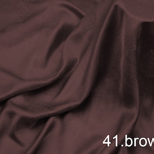 silk jacquard fabric solid color 45&quot; width NO.41 brown color sell by the yard for DIY hand made 100% silk mulberry