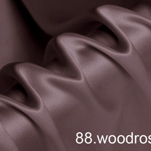 silk satin fabric pure solid fabric NO.88 woodrose color for wedding, evening dress, shirts, pants sell by the yard