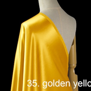 silk wool satin fabric pure solid fabric 55&quot; width NO.35 golden yellow color for evening dress, pants, wedding dress, sell by the yard