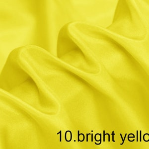 Bright yellow 100% silk habotai fabric solid color 45&quot; width sell by the yard for lining,scarf, DIY hand made color 10