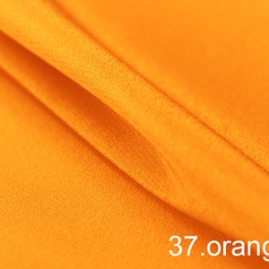 silk crepe de chine satin back pure solid fabric 45&quot; width NO.37 orange color sell by the yard for dress, shirts, pants