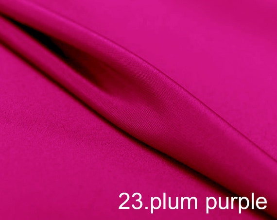 silk crepe de chine satin back pure solid fabric 45 width NO.20 deep pink color sell by the yard for dress pants shirts