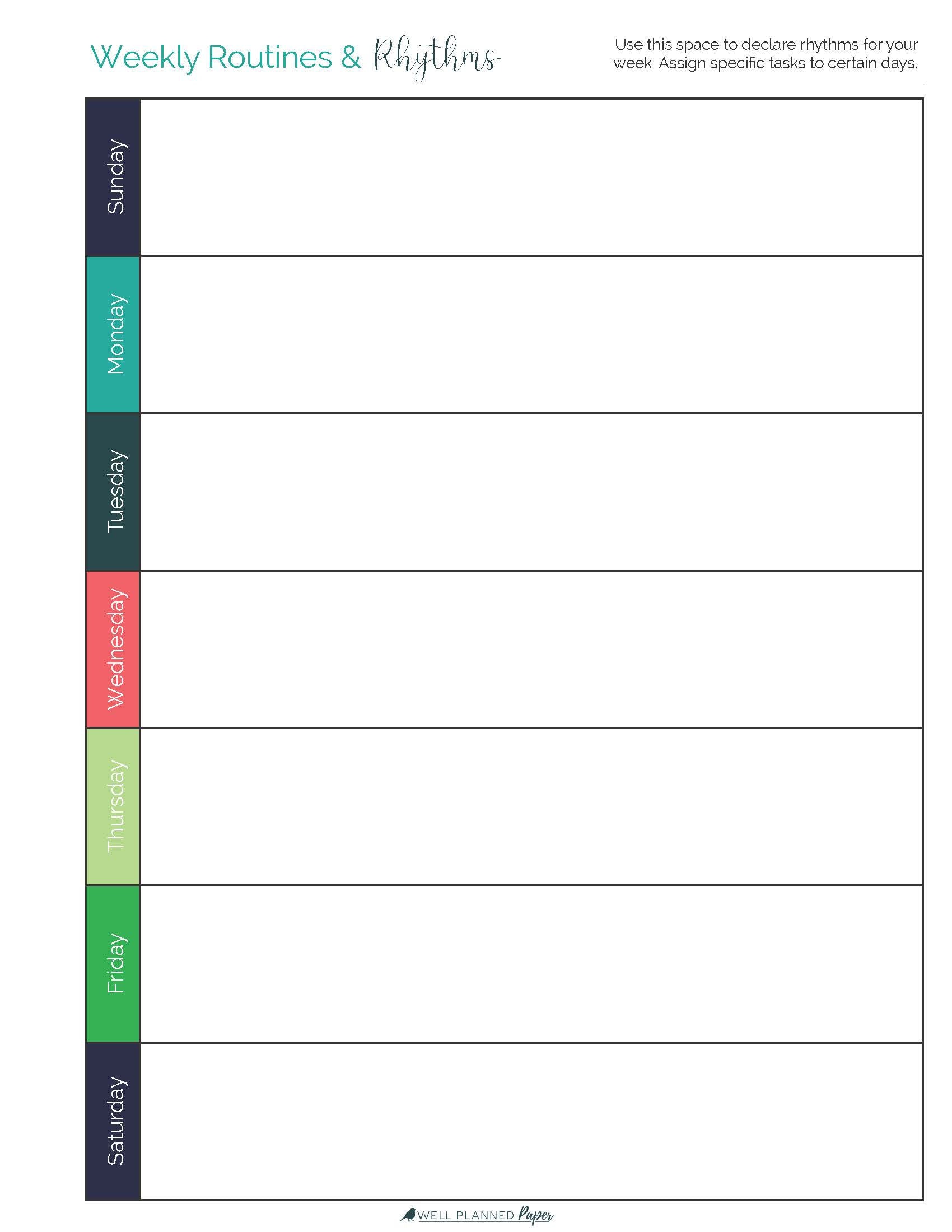 Weekly Routine Printable: Family Schedule Planner (PDF) - Etsy