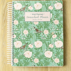 Kalender 2025-2026 Homeschool Planer Lehrerplaner Exkursion Tracking 12 Monate datiert Akademischer Planer Stundenplaner Floral
