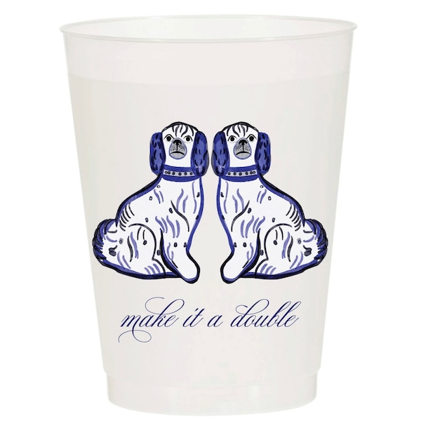 Make it a Double Frosted Cups | Chinoserie Dogs | 16 oz. Cup