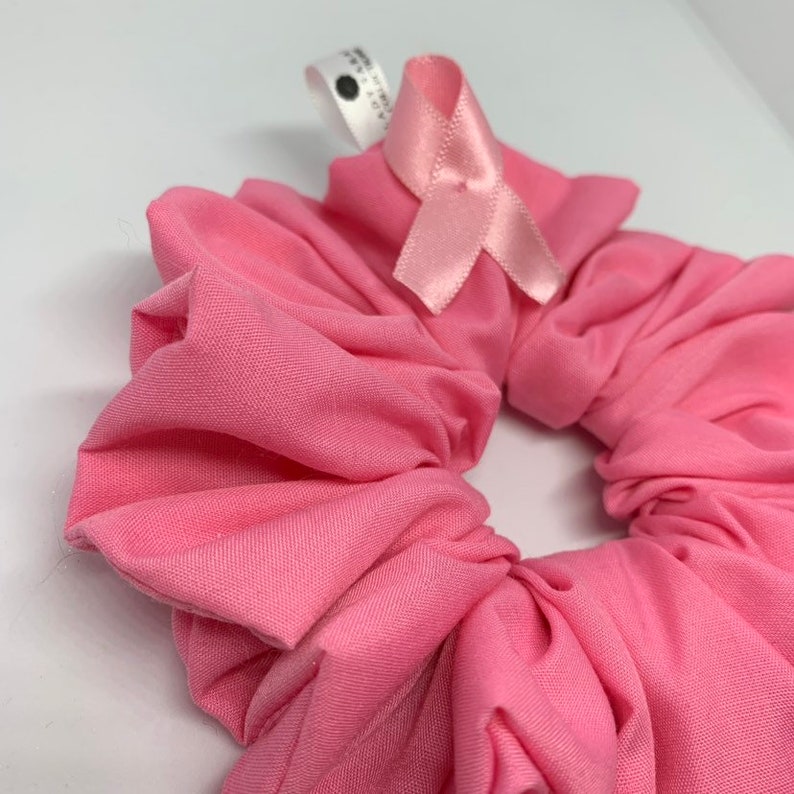 Lady Sarah large pink ribbon cotton hair scrunchies a ...