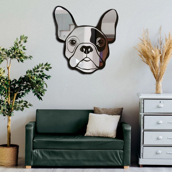 Miroir mural French Bulldog - miroir en forme de chien Boston Terrier, idéal comme cadeau pour les amoureux des chiens.