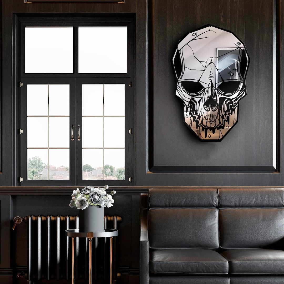Wall Mirror Skull 2022, Modern Dark Gothic Style, Original Skull Tattoo