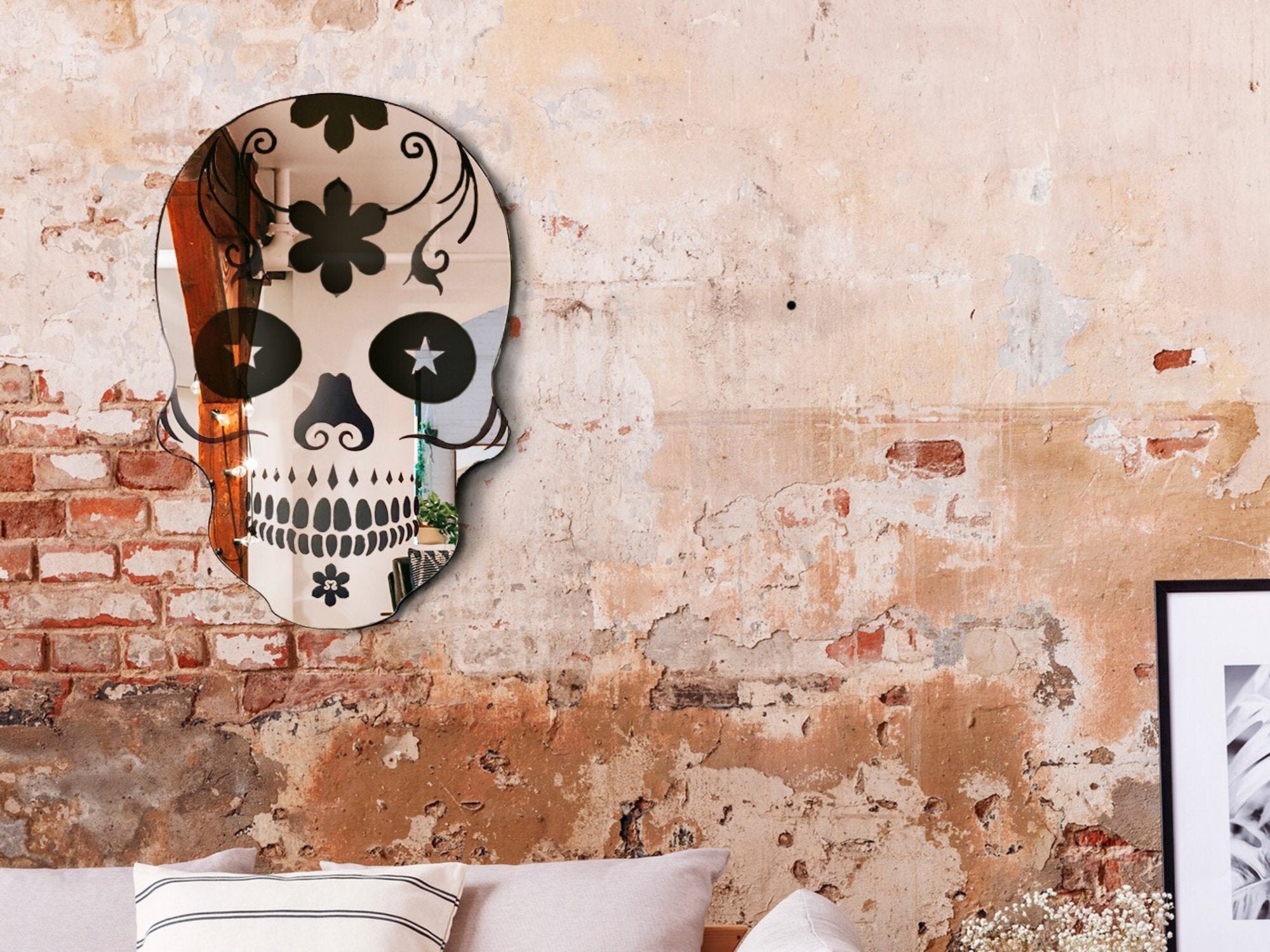 Wall Mirror Mexican Calavera Skull Spaces to Be Furnished in Etsy Sweden