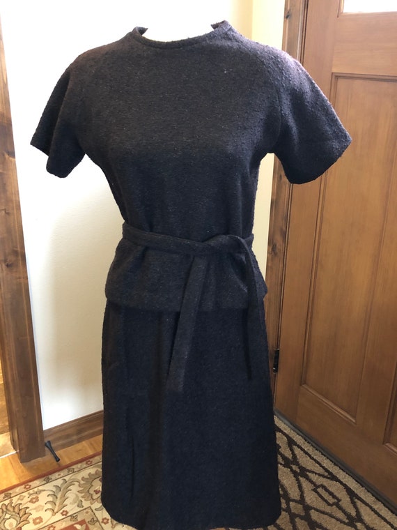 Vintage 1960's Homemade black 2pc skirt and top wi