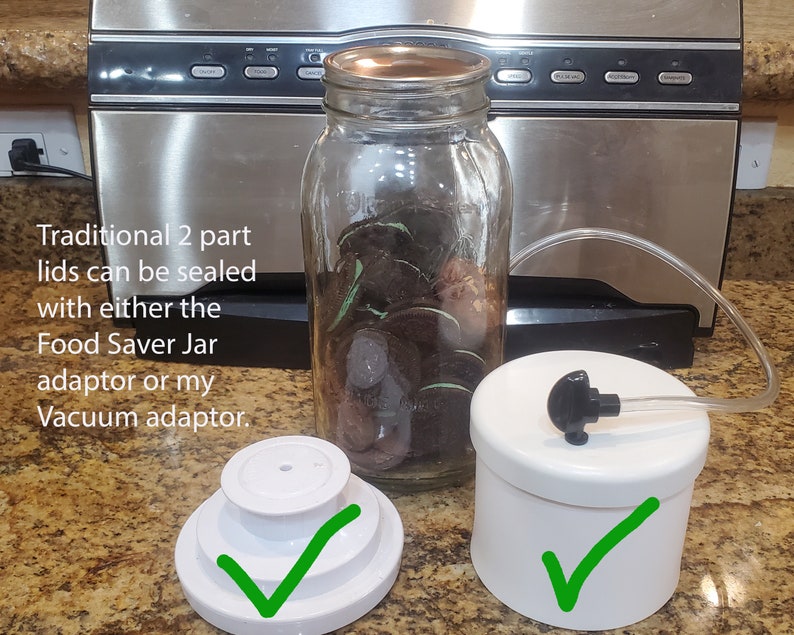 Vacuum Seal Jar Adapter PVC for Oversized Mason 1/2 Gallon, Gallon