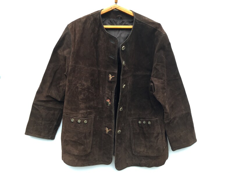 1970s Vintage Genuine Brown Duck Hunter Pigskin Leather Jacket For Women Or Men