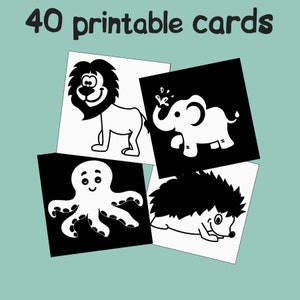 32 Cartes Imprimables A Contraste Eleve Noir Et Blanc Pour Etsy