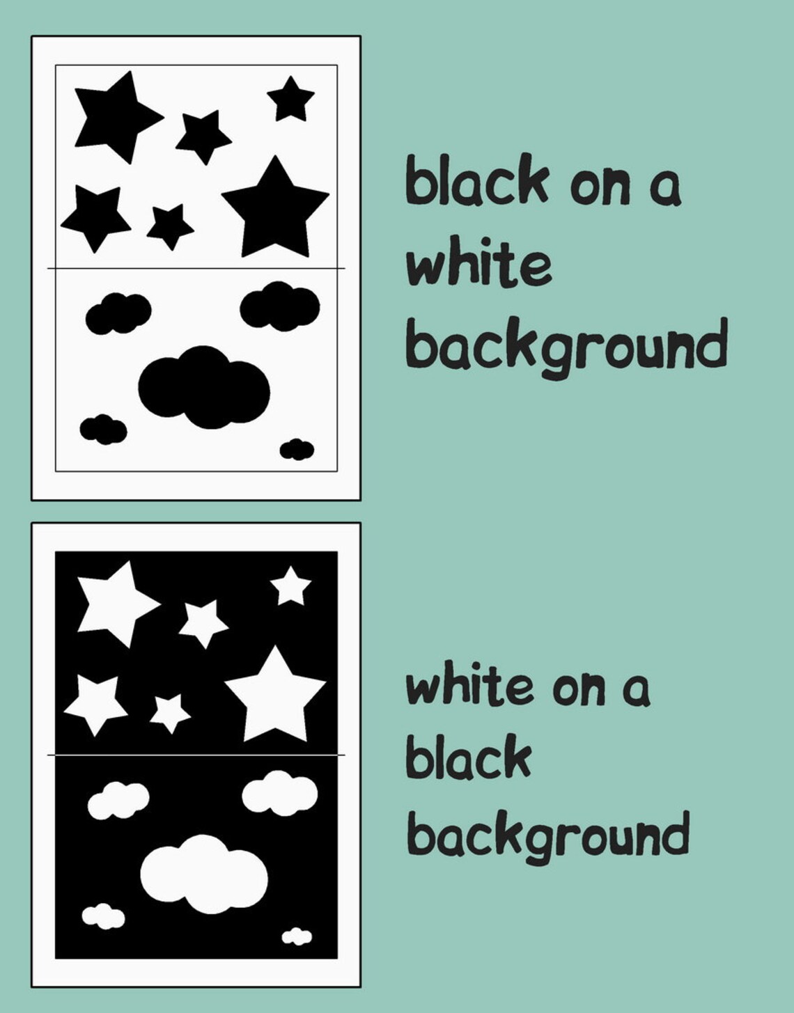 32 Black and White High Contrast Printable Cards for Baby Etsy