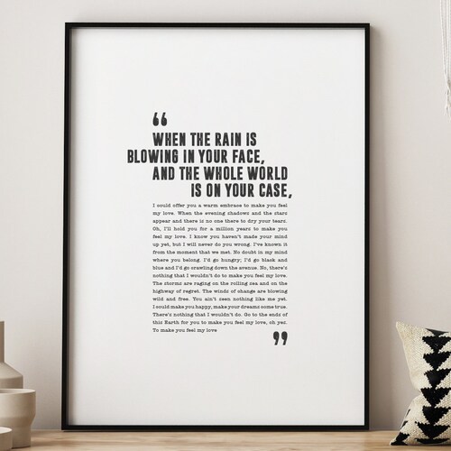 Custom Song Lyrics Wall Art Template Make You Feel My Love | Etsy