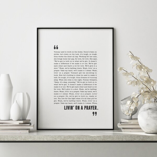 Bon Jovi Lyric Etsy