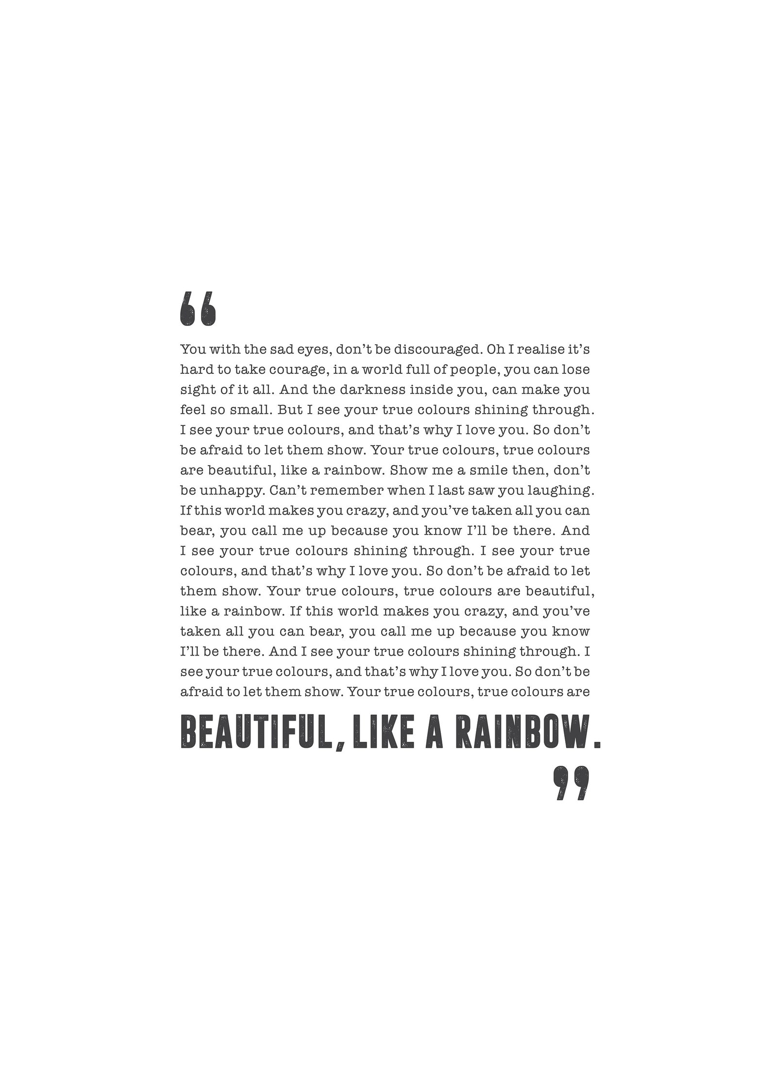True Colors Cyndi Lauper Poster Song Lyrics Print - Etsy