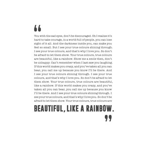 True Colors Cyndi Lauper Poster Song Lyrics Print Anniversary Gift ...
