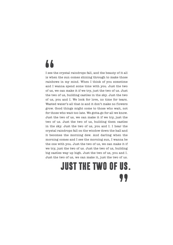 Just the Two of Us Bill Withers Poster Song Lyrics Print -  Denmark