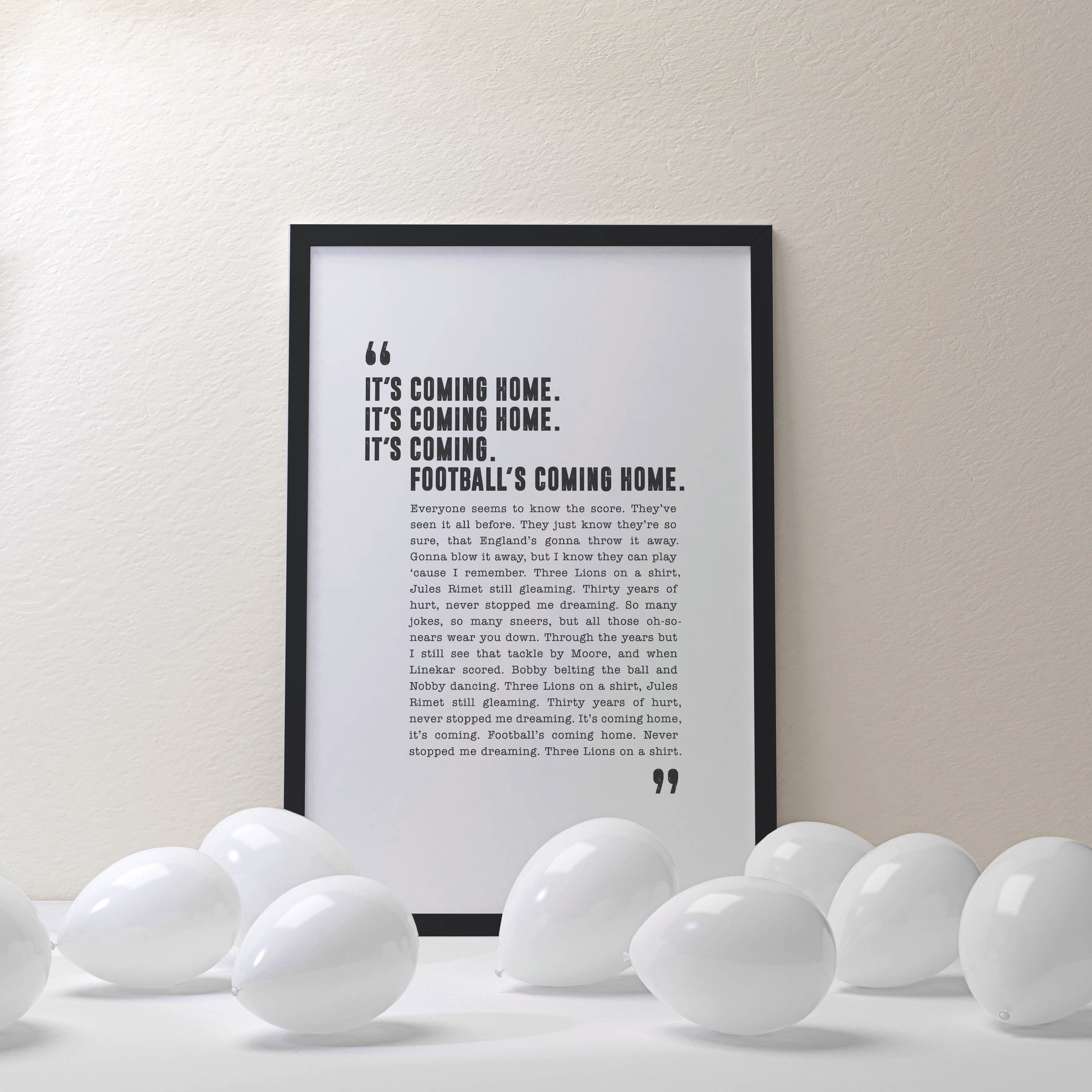 Three Lions It's Coming Home Song Lyrics Print Etsy UK
