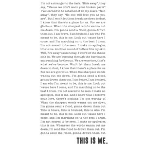 This is Me Greatest Showman Poster Song Lyrics Print Song Lyrics Wall ...