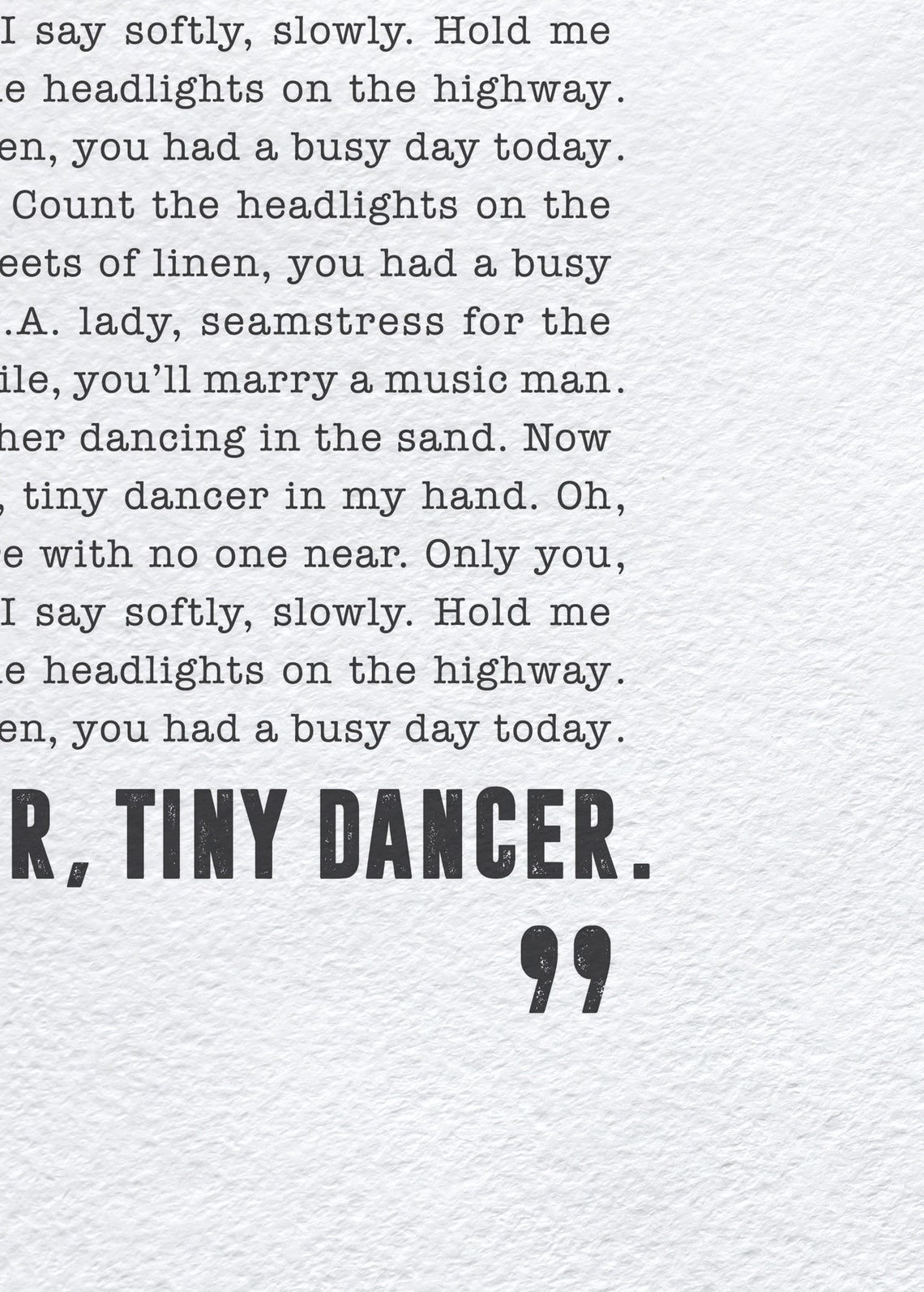 Tiny Dancer Elton John Poster Song Lyrics Print First Etsy