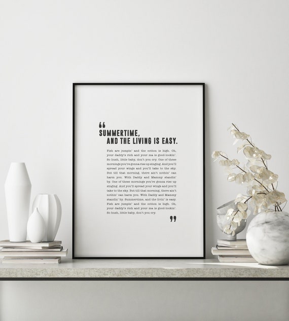 Summertime Ella Fitzgerald Poster Song Lyrics Print Song Etsy