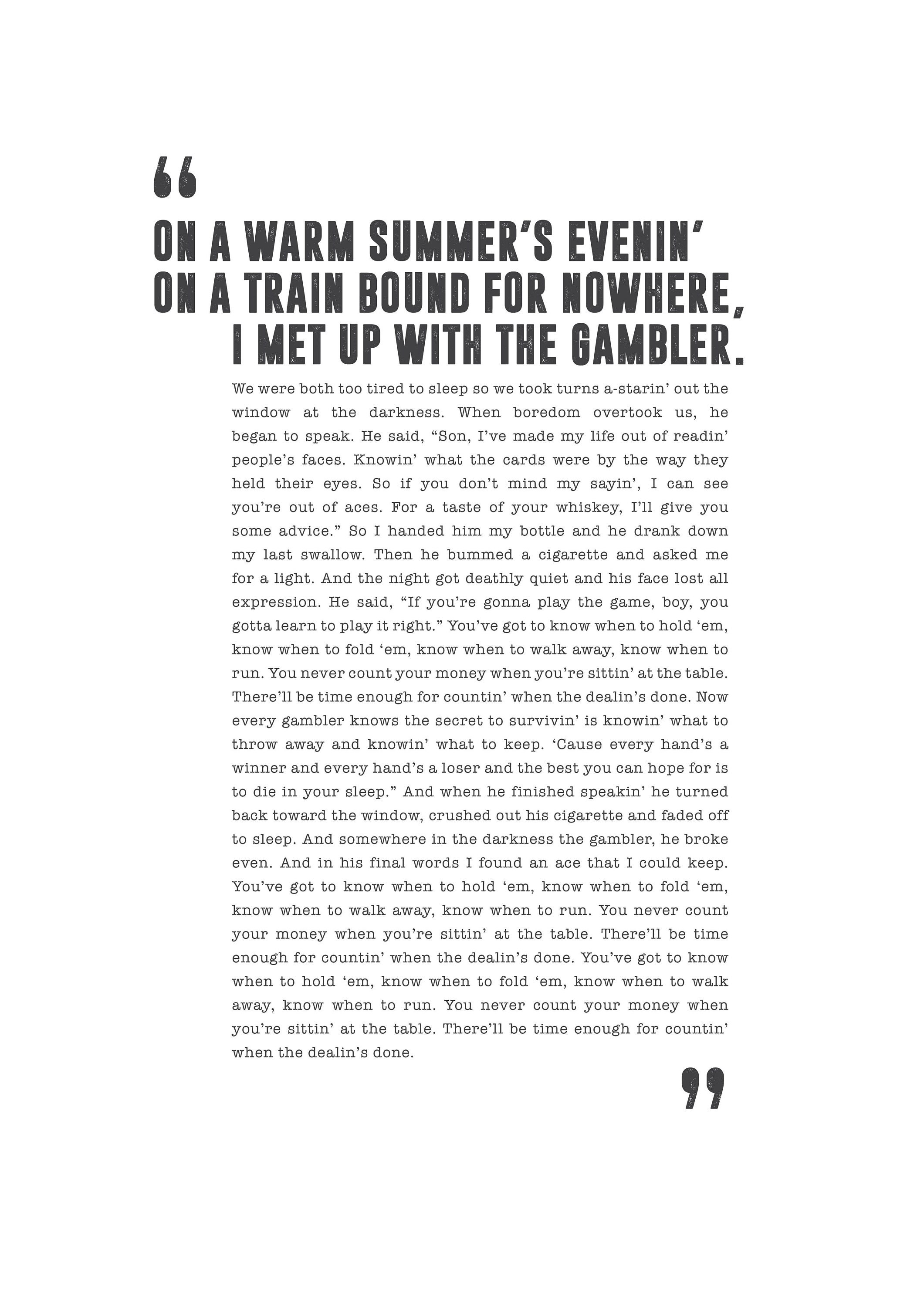 The Gambler Kenny Rogers Poster Song Lyrics Print Etsy