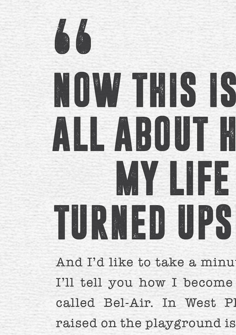 The Fresh Prince of Bel Air Will Smith Poster Song Lyrics Etsy France