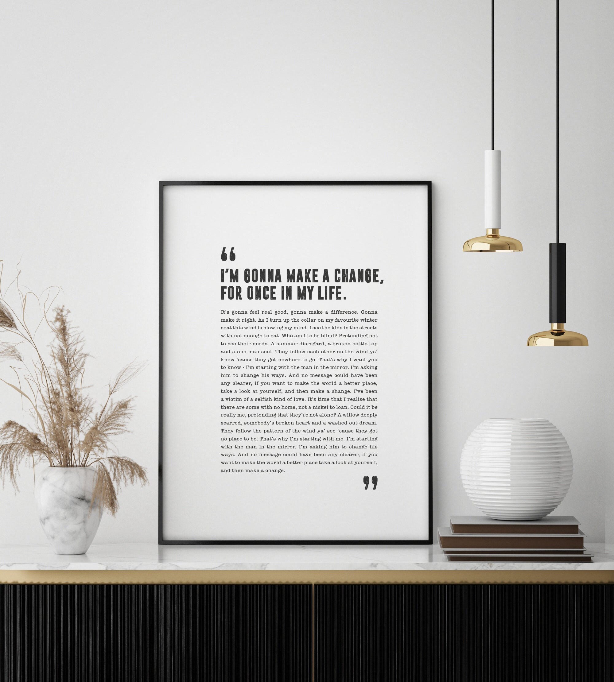Song Lyric Gifts Song Lyrics Print Man in the Mirror Michael Jackson