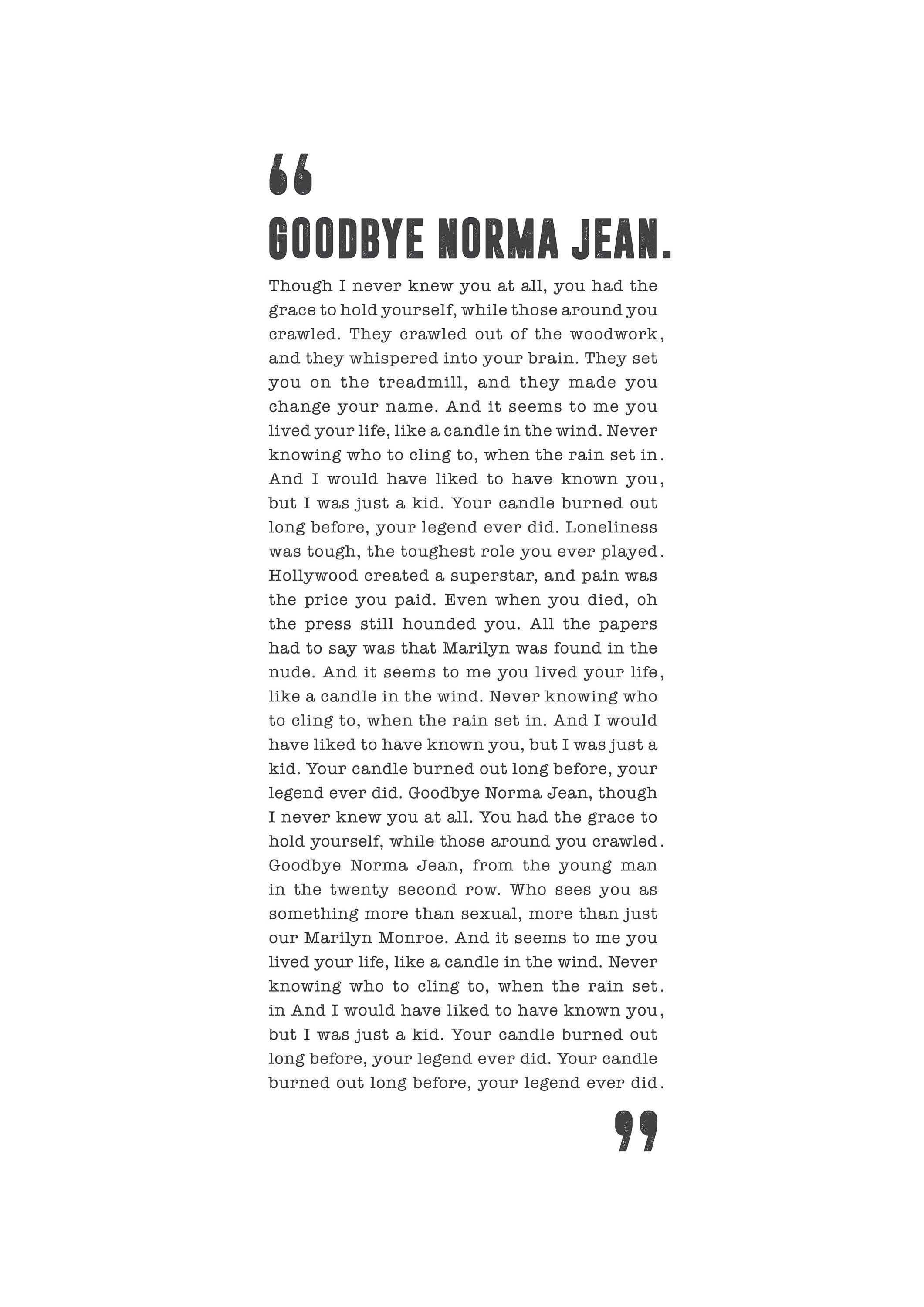 Candle In the Wind Elton John Poster Song Lyrics Print Etsy