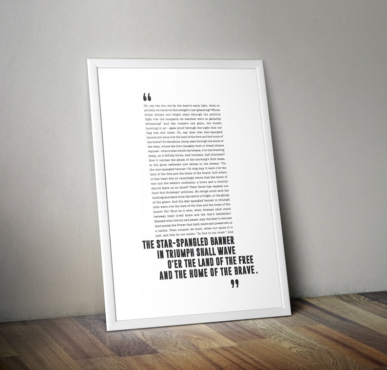 American National Anthem Star-spangled Banner Song Lyrics | Etsy