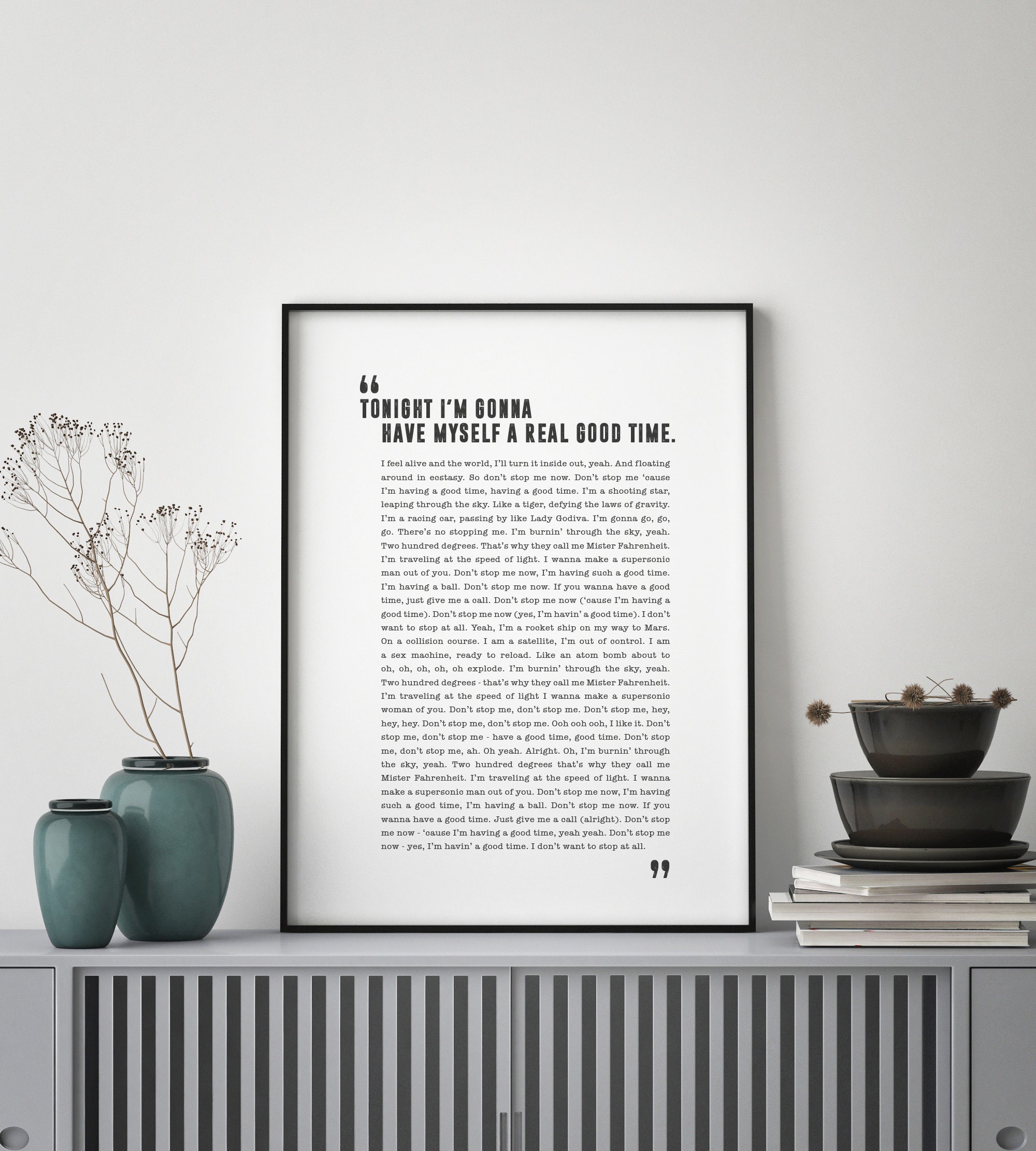 Freddie Mercury Queen Song Lyrics Posters and Prints Music Wall