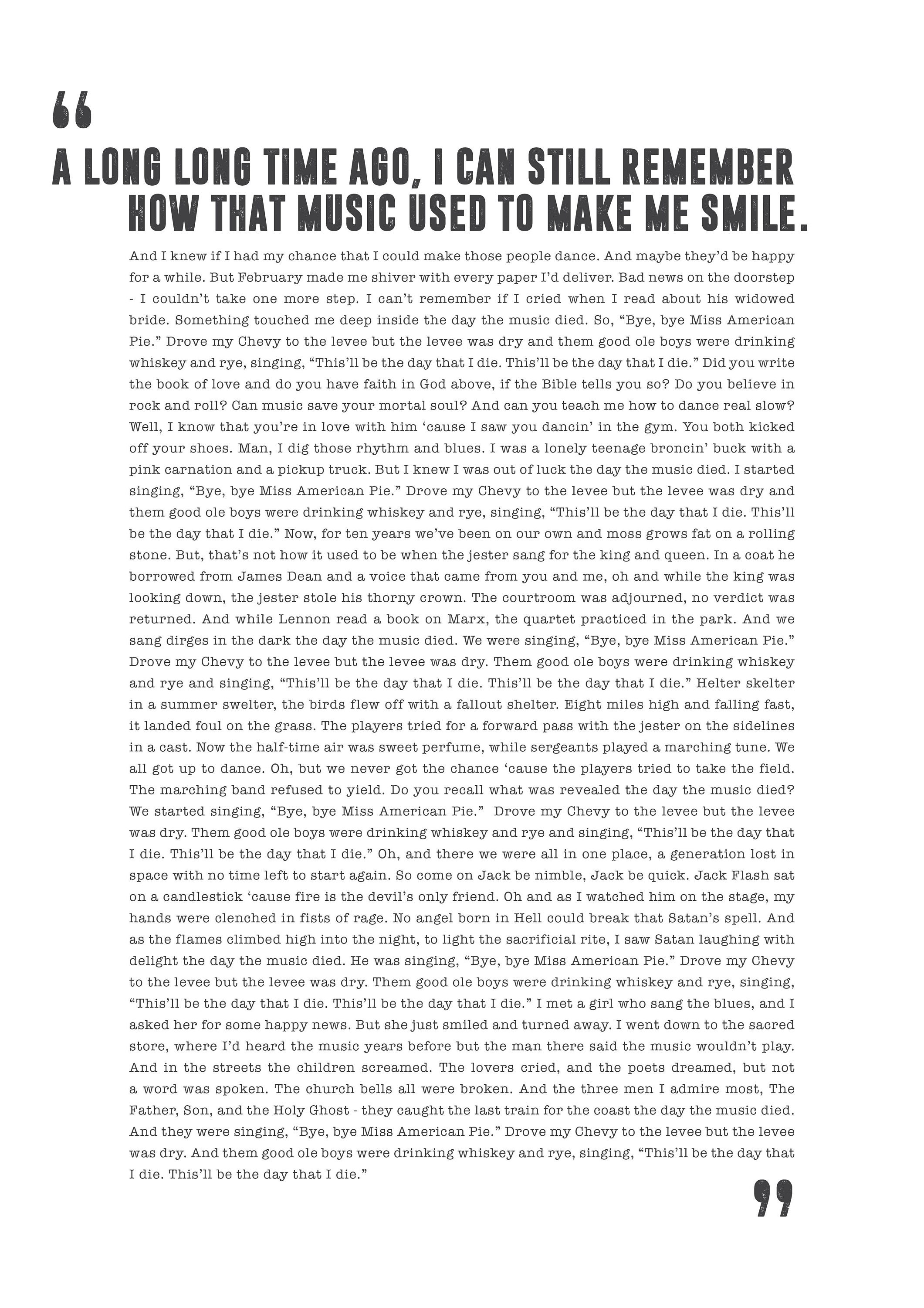 American Pie Don Mclean Poster Song Lyrics Print Song - Etsy UK