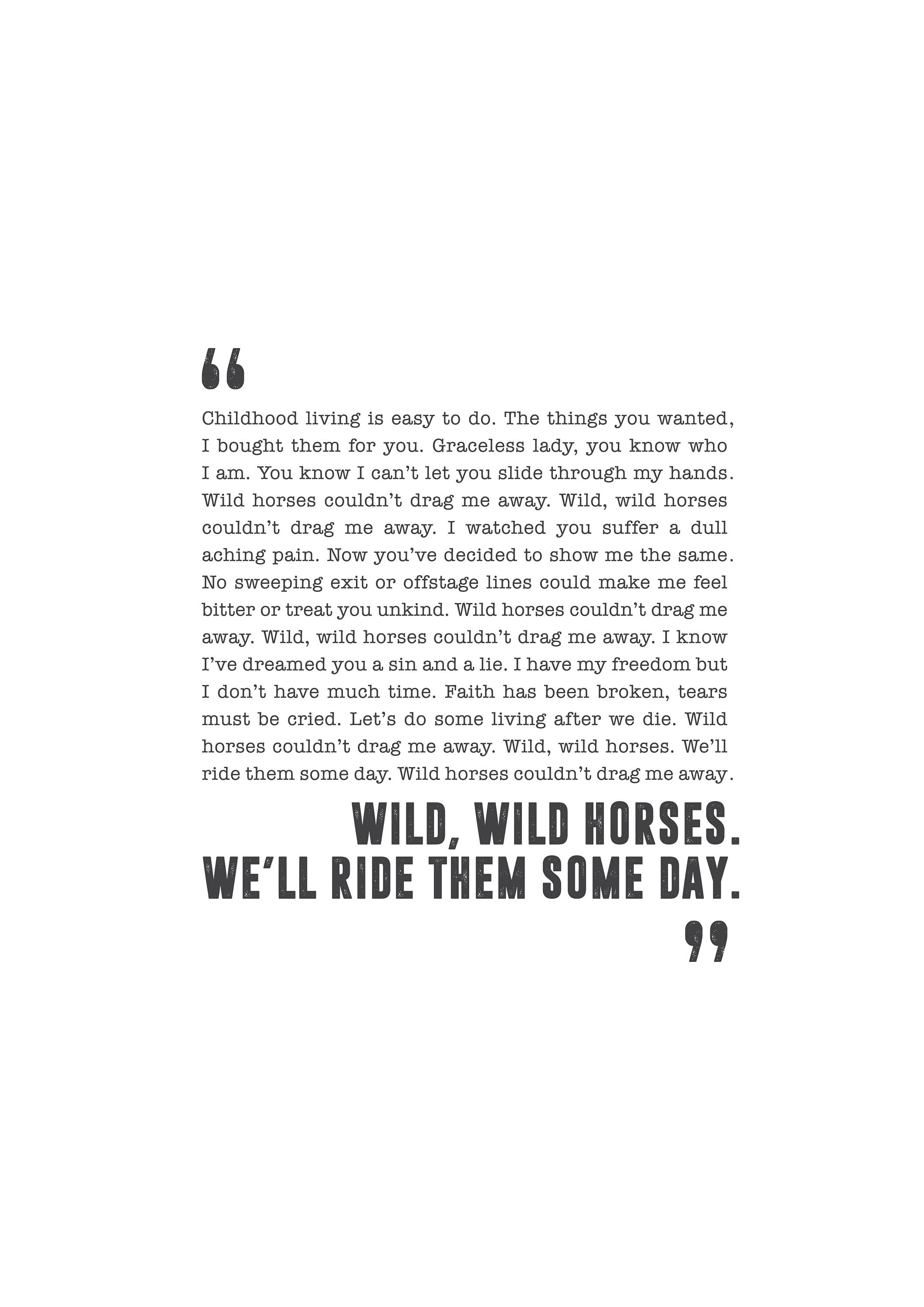 Wild Horses The Rolling Stones Poster Song Lyrics Print Etsy