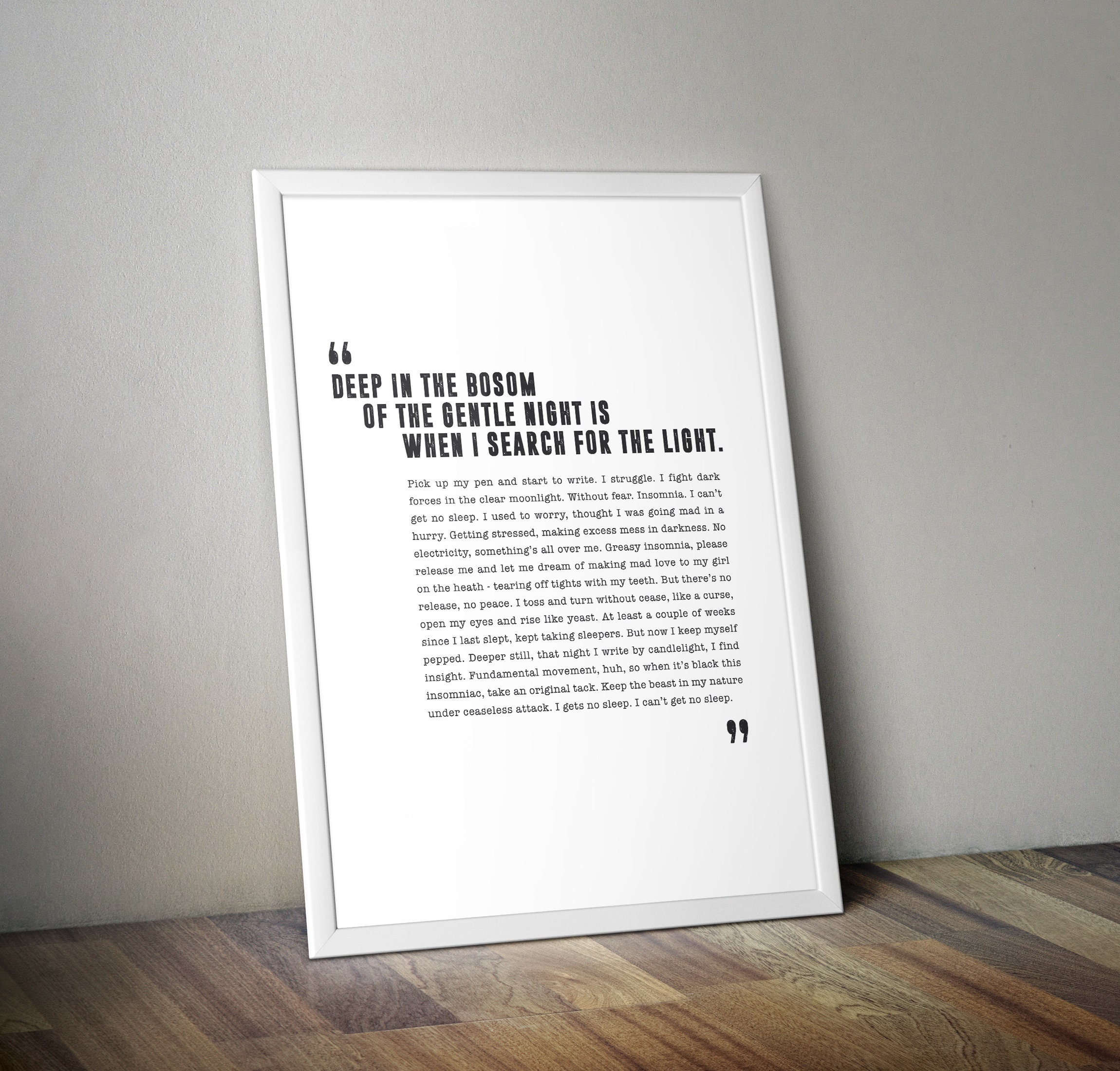 Insomnia Faithless Poster Song Lyrics Print Song Lyrics Etsy