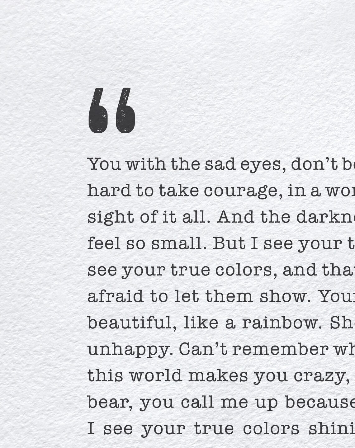 True Colors Cyndi Lauper Poster Song Lyrics Print - Etsy