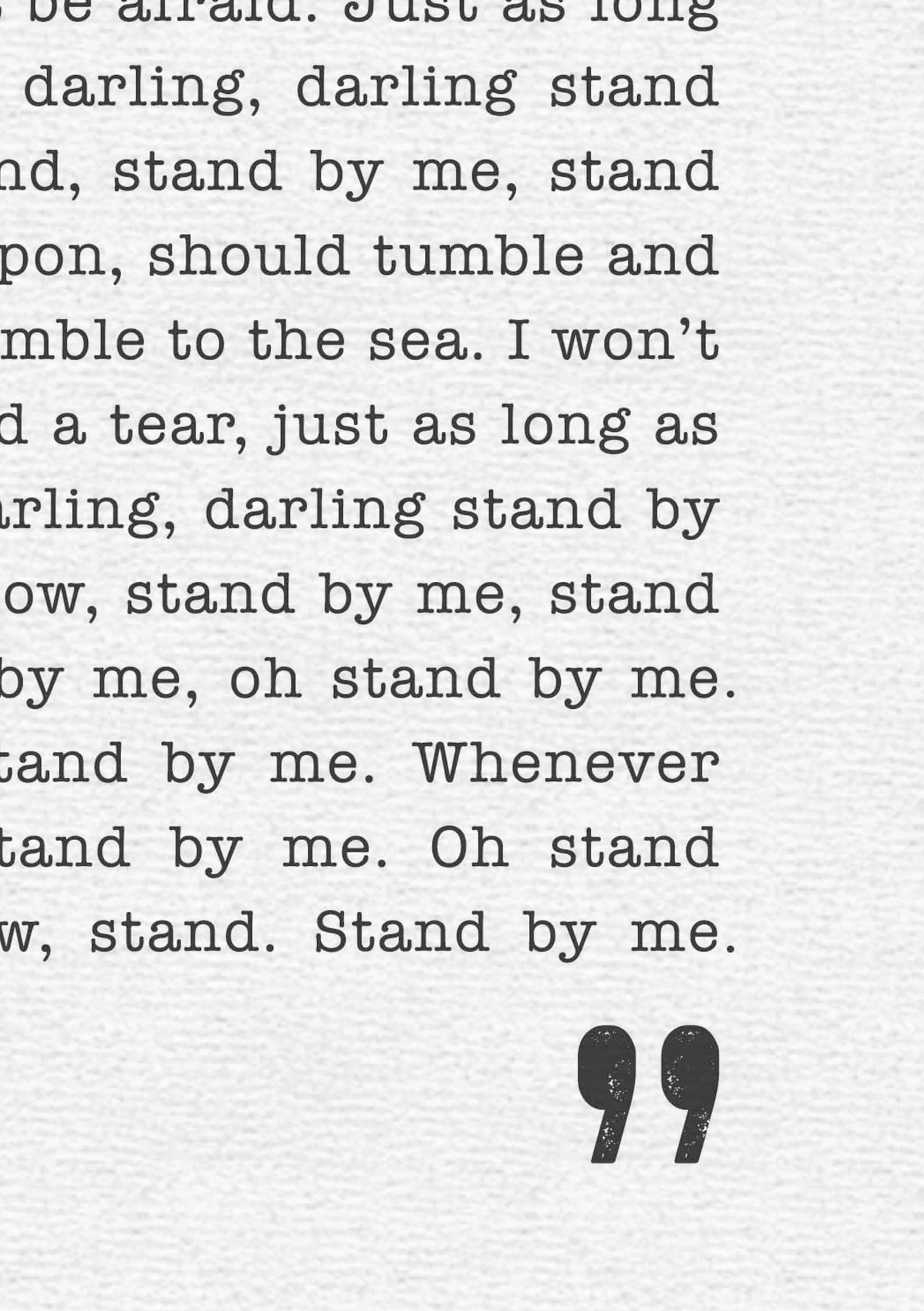 Stand By Me Ben E King Poster Song Lyrics Print Wedding Etsy