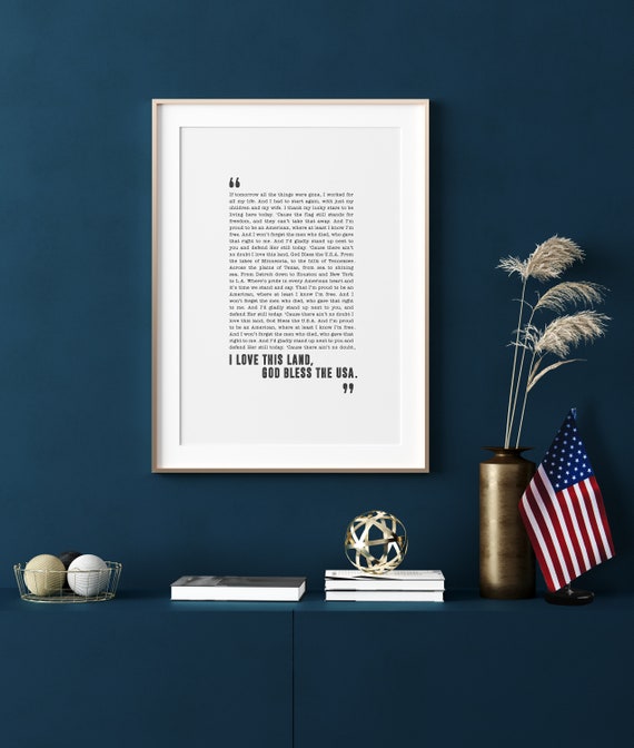 God Bless the USA Lee Greenwood Poster Song Lyrics Print - Etsy