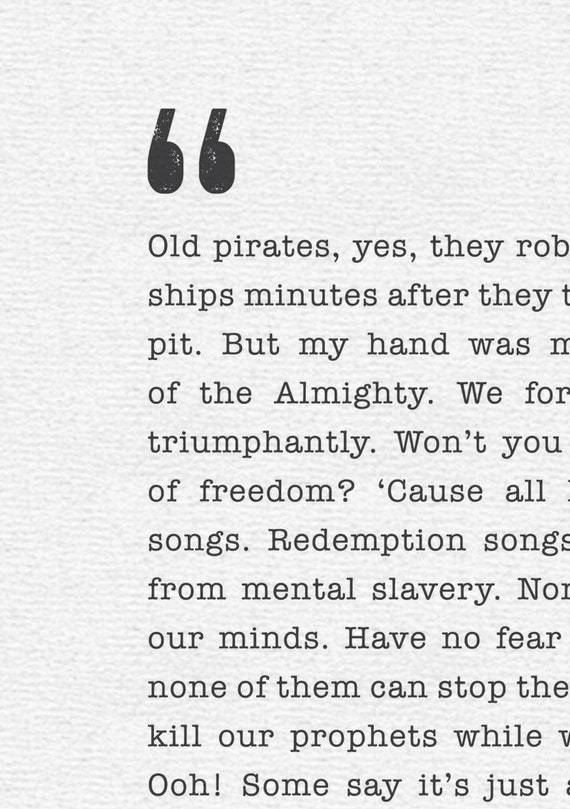 Redemption Song Bob Marley Poster Song Lyrics Print Etsy Australia