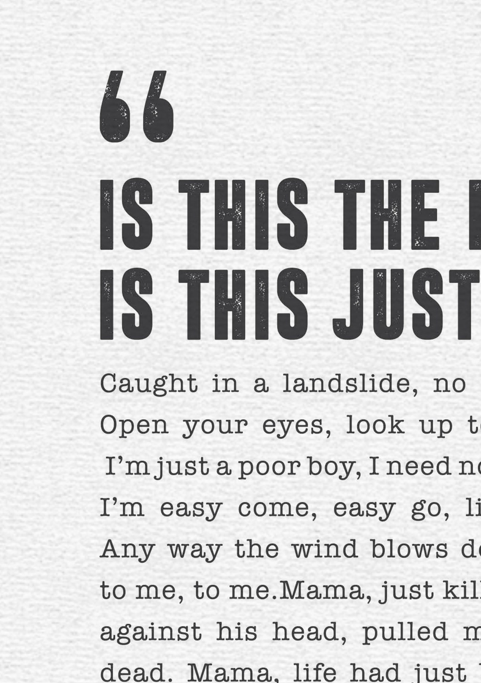 Bohemian Rhapsody Queen Poster Song Lyrics Print Freddie - Etsy France