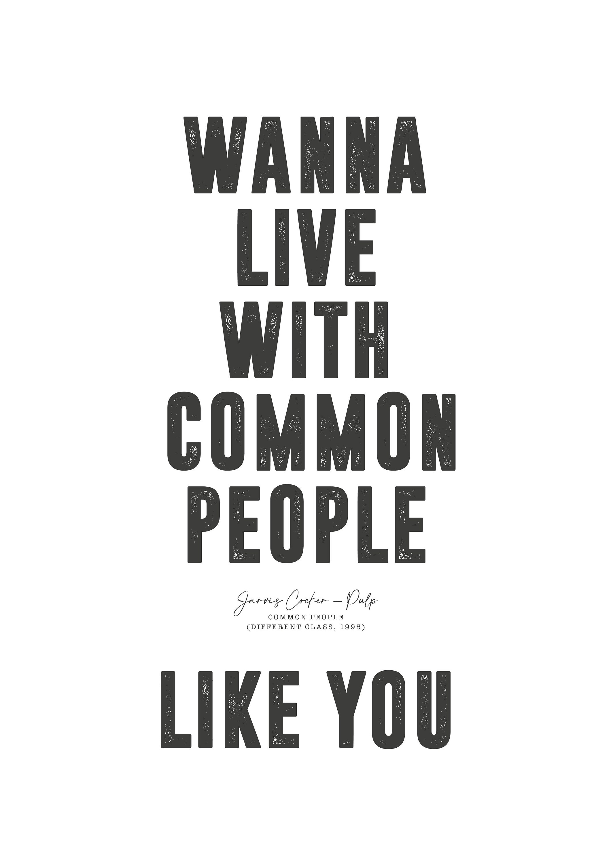 Common People Pulp Poster Song Lyrics Print Song Lyrics Etsy