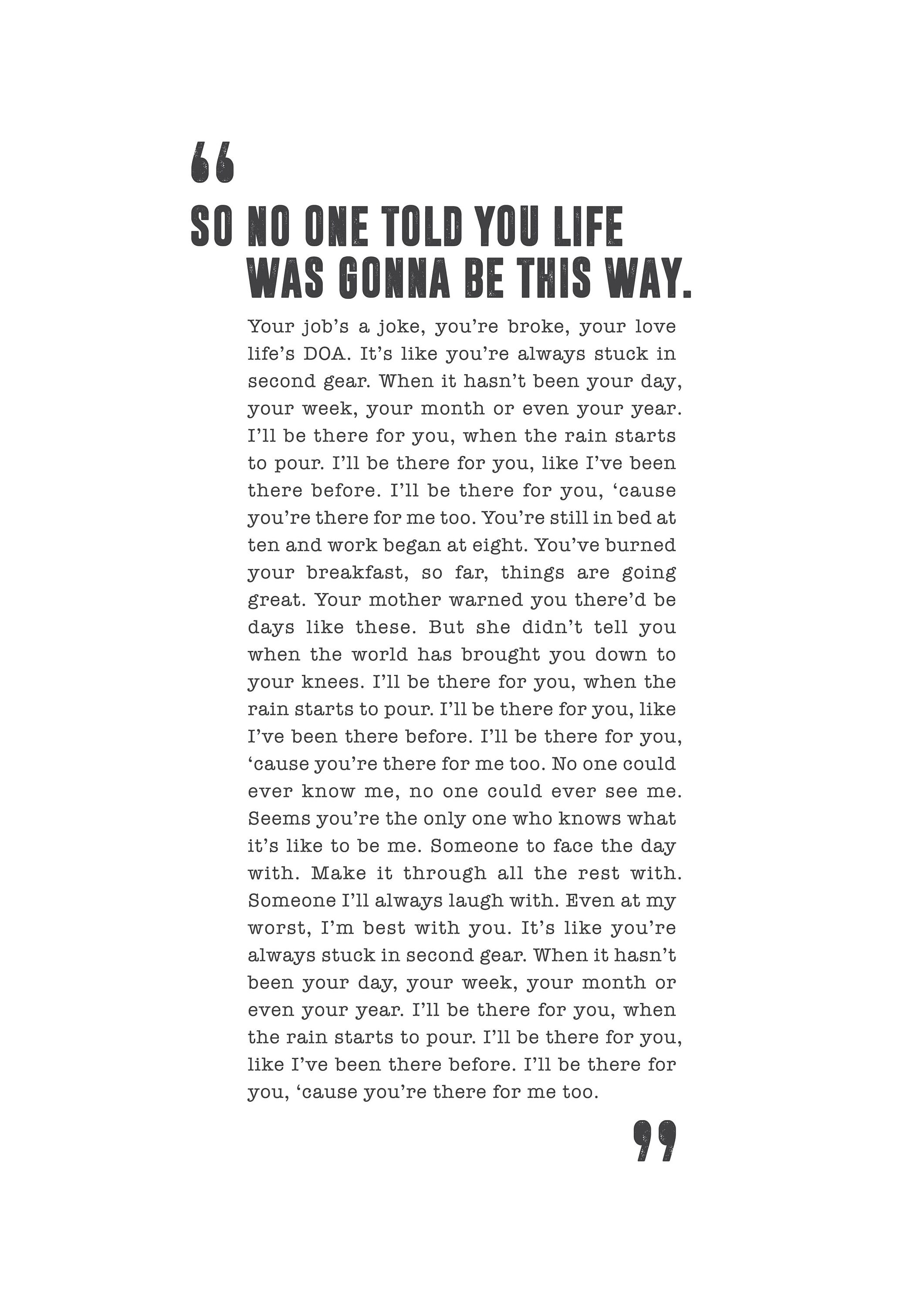 I'll Be There for You Friends Poster Song Lyrics Print - Etsy Australia
