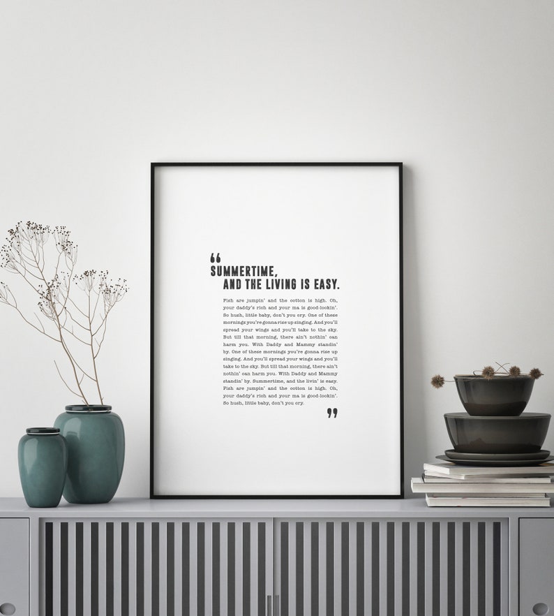 Summertime Ella Fitzgerald Poster Song Lyrics Print Song Etsy