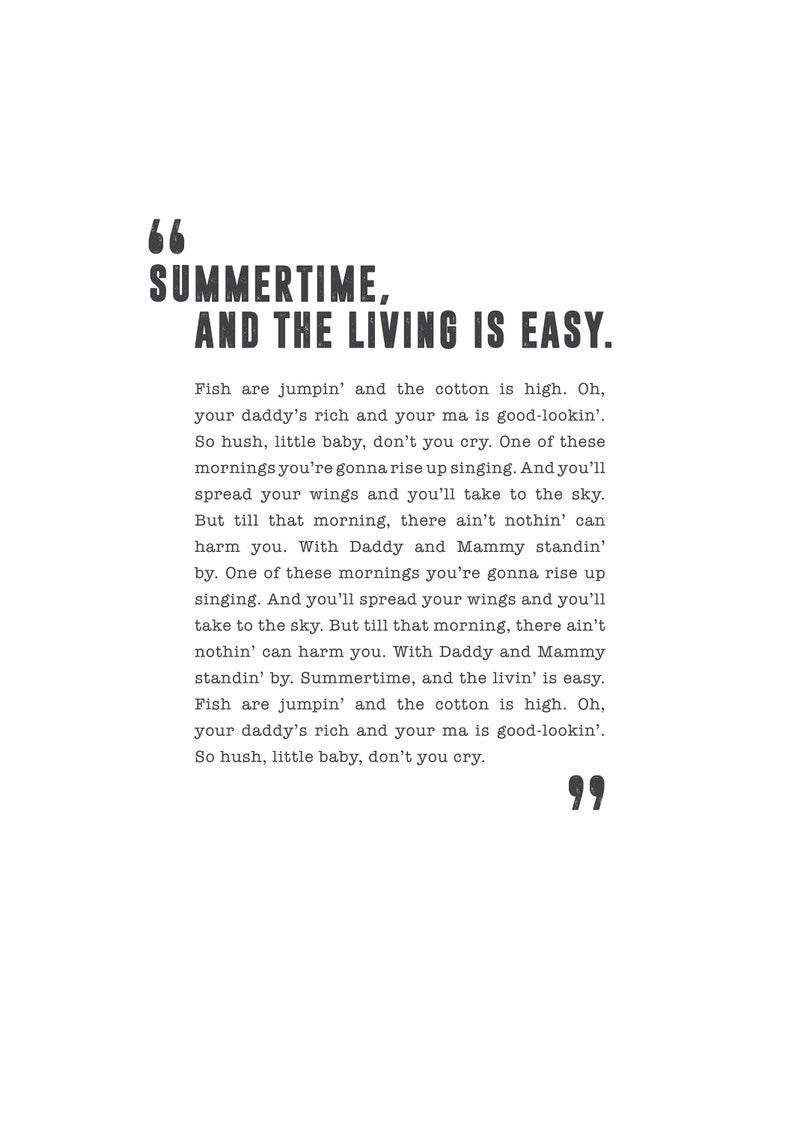 Summertime Ella Fitzgerald Poster Song Lyrics Print Song Etsy